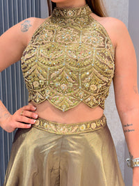 Shimmer Silk Indowestern Set with Dori & Mirror Handwork