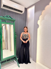 Georgette Indowestern Set with Intricate Mirror Work