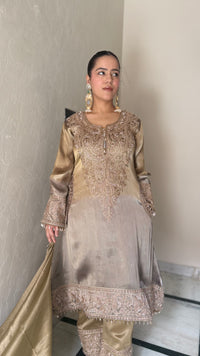 Shimmer Silk Suit with Elegant Beads Work