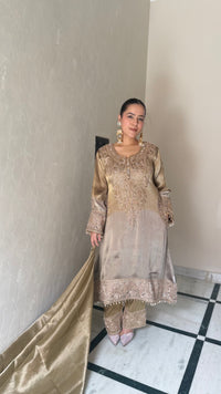 Shimmer Silk Suit with Elegant Beads Work