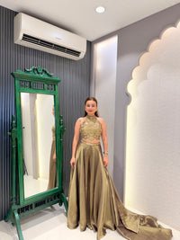 Shimmer Silk Indowestern Set with Dori & Mirror Handwork