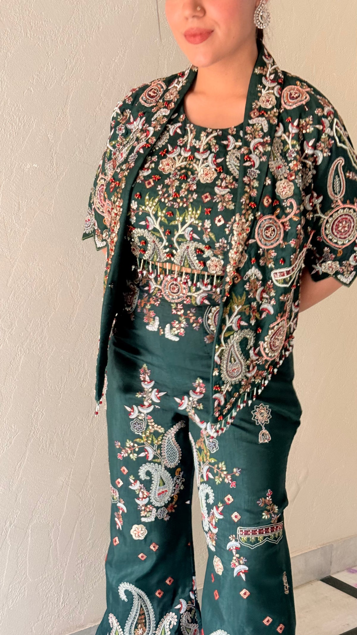 Designer Indo-Western with Sequin, Pearl & Dabka Thread Embroidery