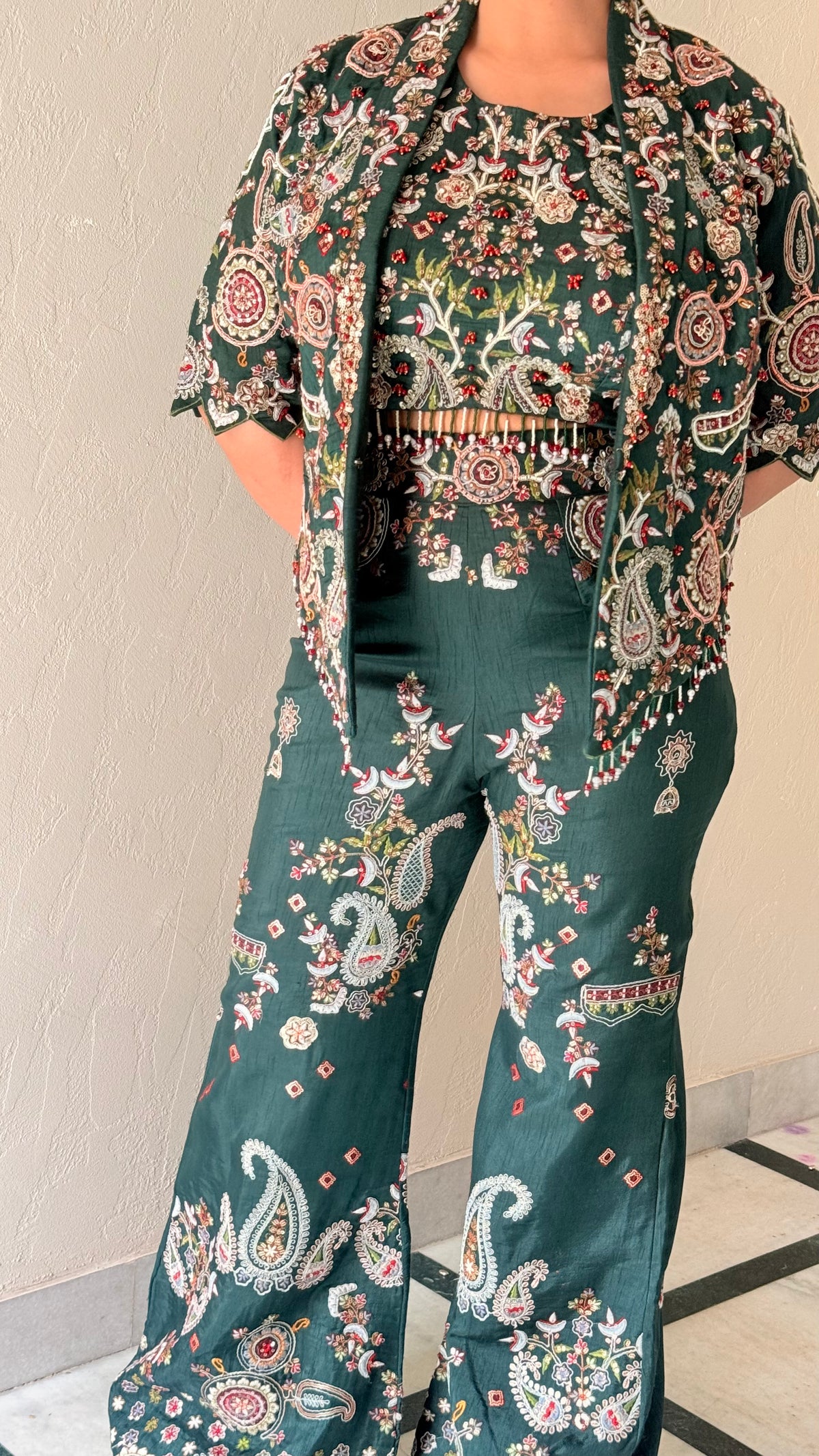 Designer Indo-Western with Sequin, Pearl & Dabka Thread Embroidery