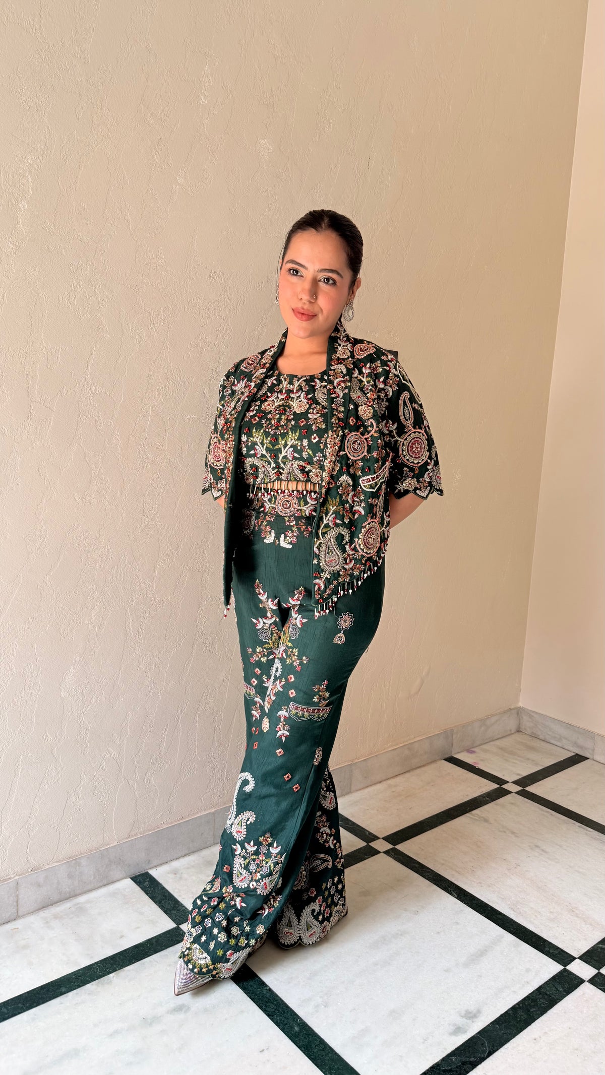 Designer Indo-Western with Sequin, Pearl & Dabka Thread Embroidery