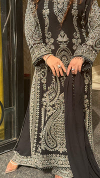 Pakistani Long Georgette Suit Set with Hand Beads Work | Size Up to 44 | Festive & Party Wear