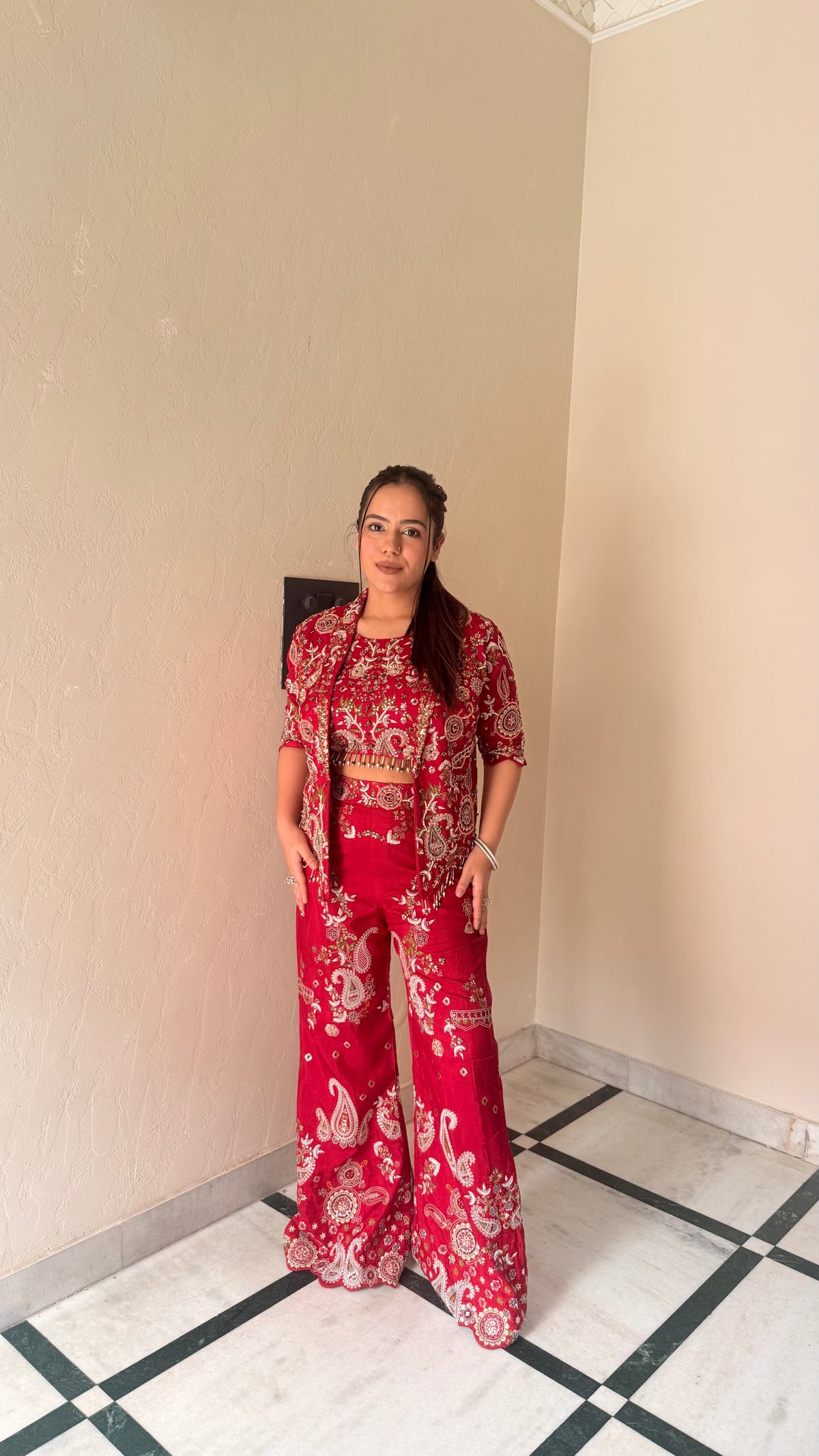 Designer Indo-Western with Sequin, Pearl & Dabka Thread Embroidery