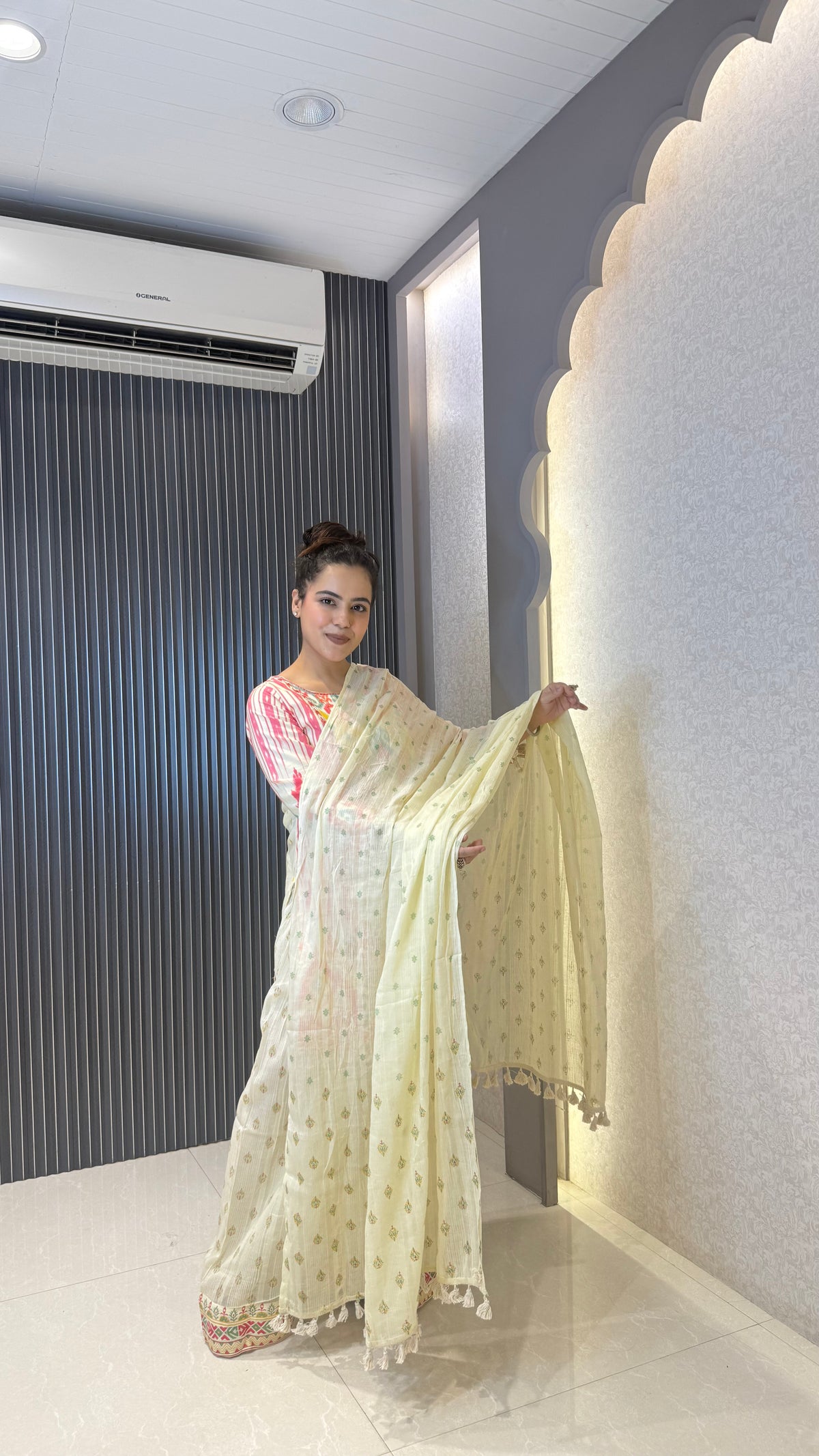 Budget Friendly Printed Sharara Suit Set with Mirror Work