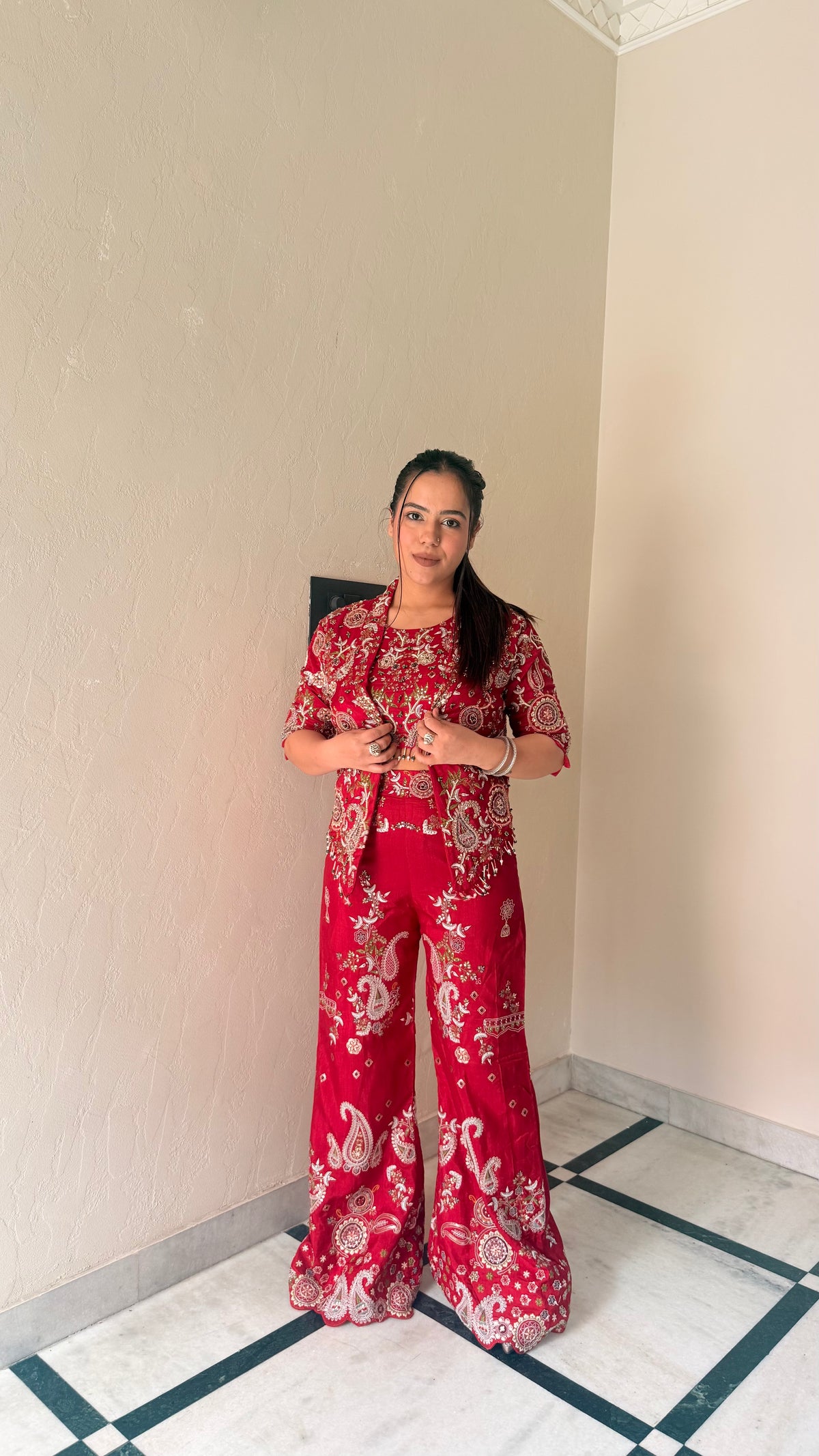 Designer Indo-Western with Sequin, Pearl & Dabka Thread Embroidery