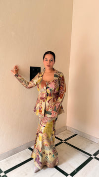 Banarasi Weave Indo-Western with Mirror, Pearl & Swarovski Work