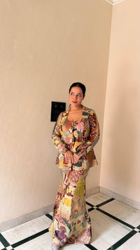 Banarasi Weave Indo-Western with Mirror, Pearl & Swarovski Work