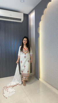Budget-Friendly Mirror Work Suit Set with Thread Embroidery
