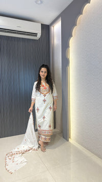 Budget-Friendly Mirror Work Suit Set with Thread Embroidery