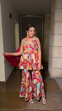 Digital Print Suit Set with Swarovski, Zari & Sequin Work
