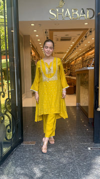 Mul Chanderi Co-Ord Set with Badla & Sequin Work