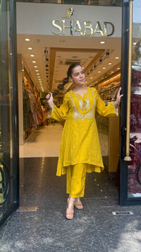 Mul Chanderi Co-Ord Set with Badla & Sequin Work