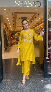 Mul Chanderi Co-Ord Set with Badla & Sequin Work