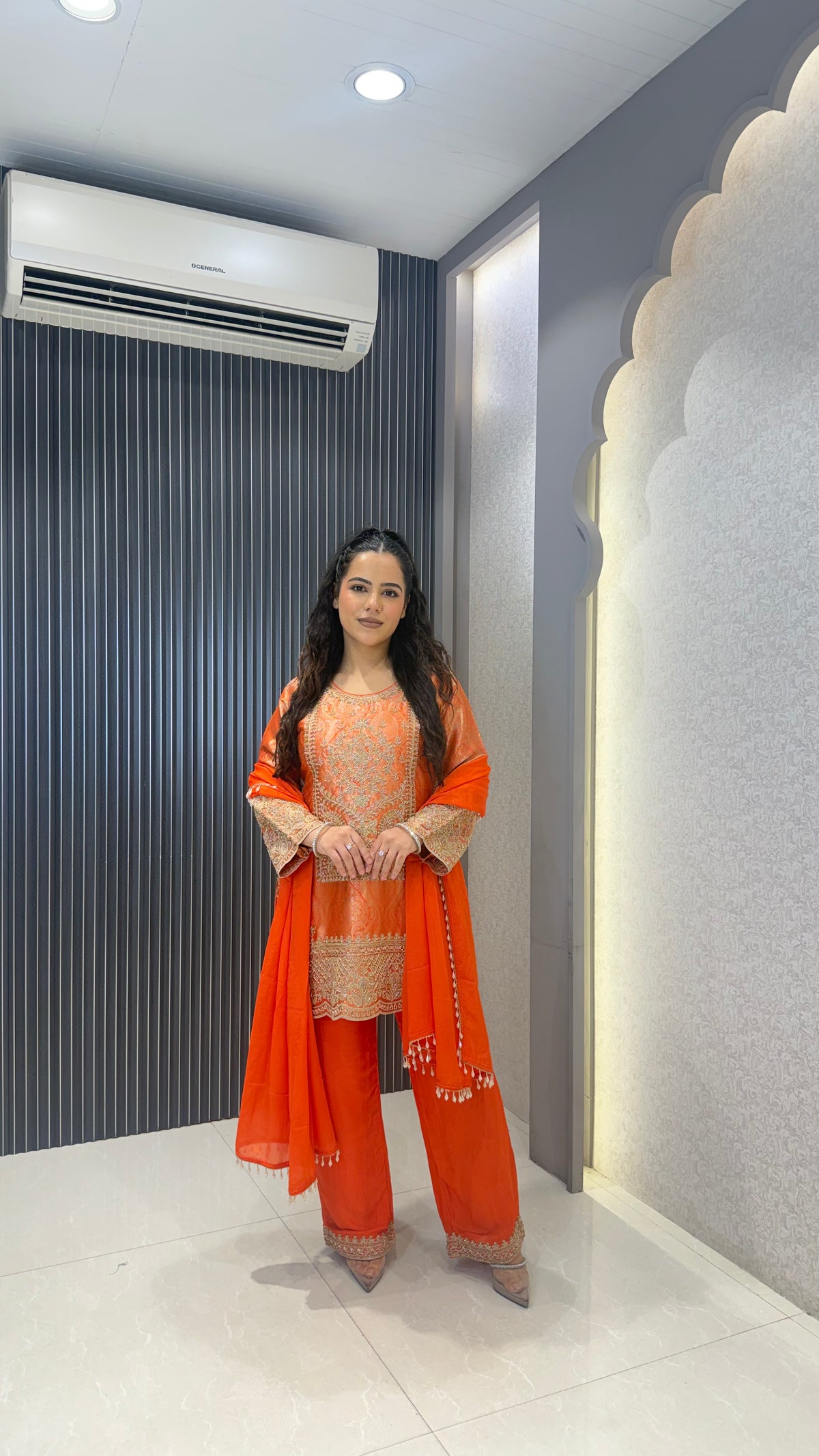 Premium Brocade Suit Set with Beads Handwork