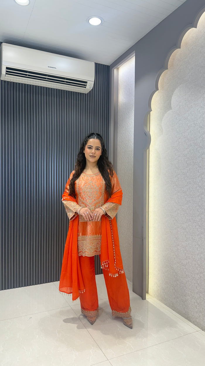 Premium Brocade Suit Set with Beads Handwork