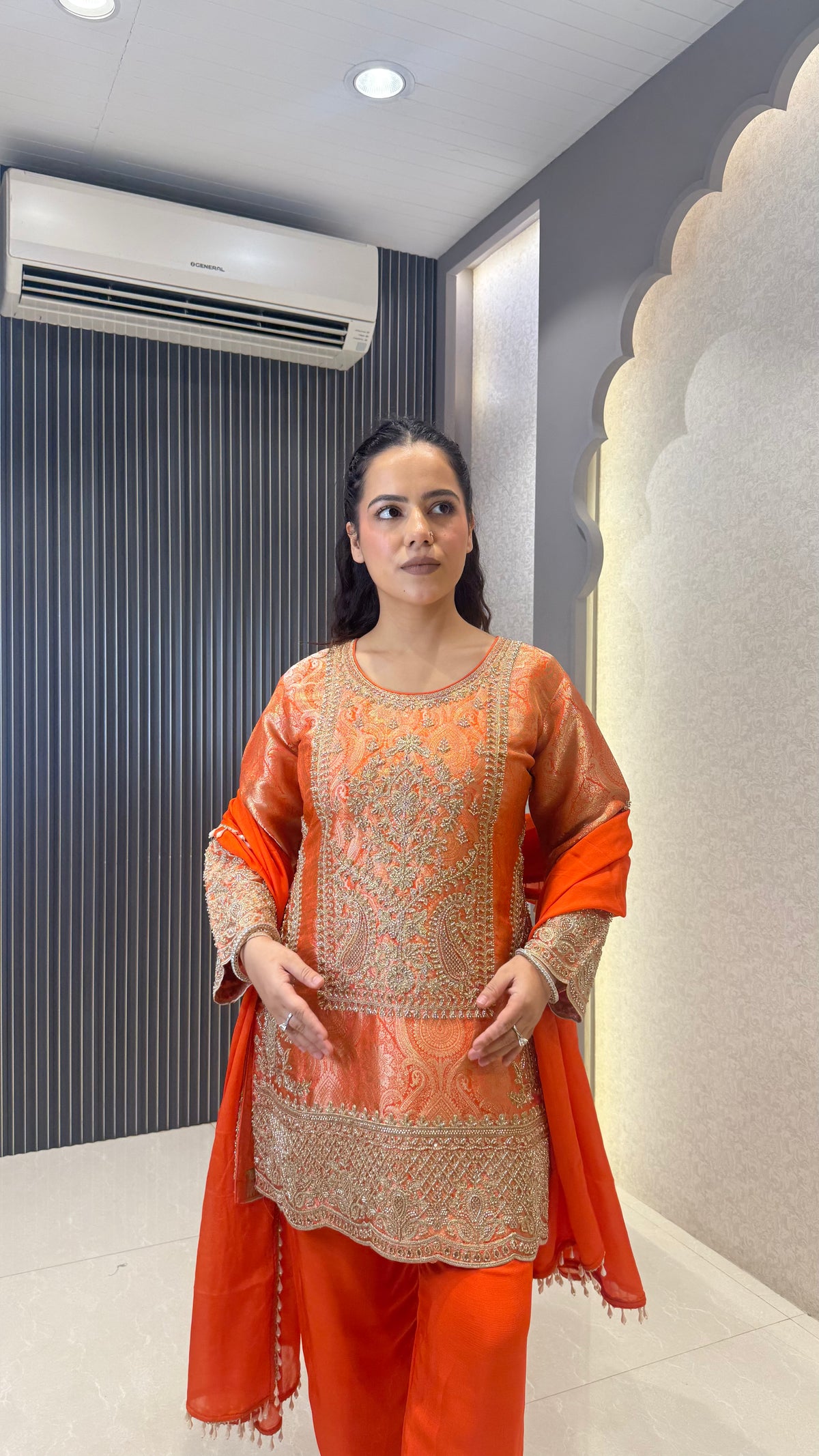 Premium Brocade Suit Set with Beads Handwork