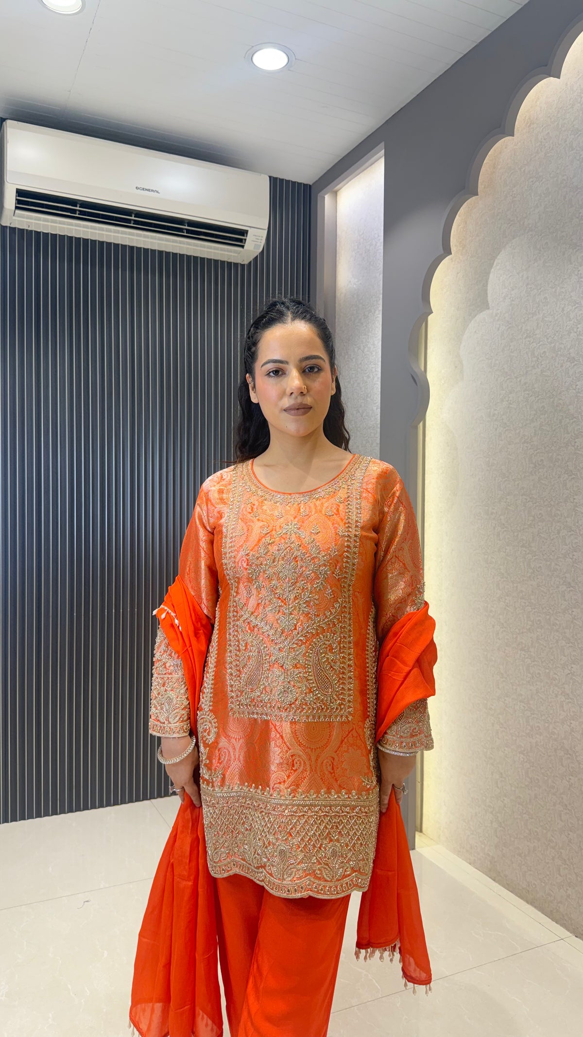 Premium Brocade Suit Set with Beads Handwork