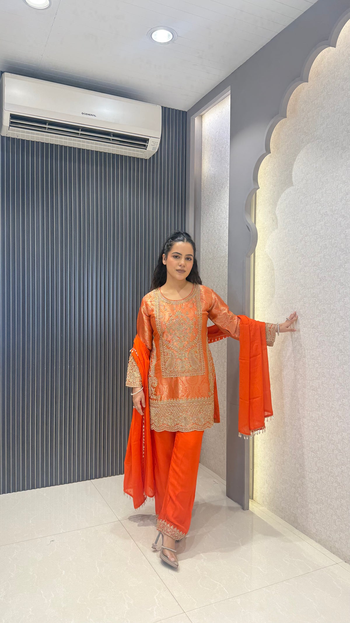 Premium Brocade Suit Set with Beads Handwork