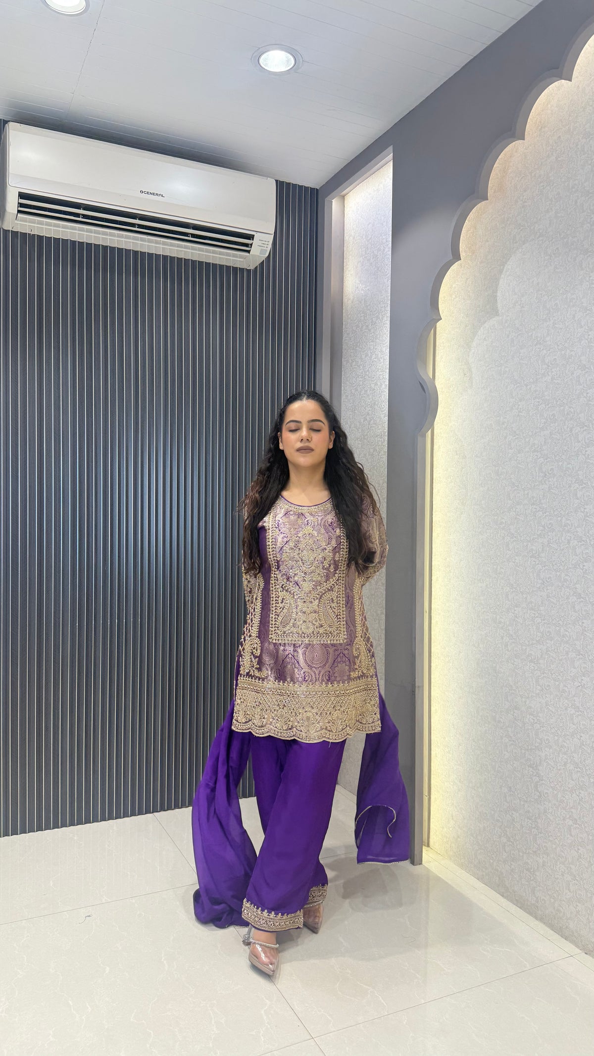 Premium Brocade Suit Set with Beads Handwork
