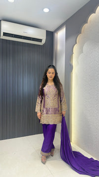 Premium Brocade Suit Set with Beads Handwork