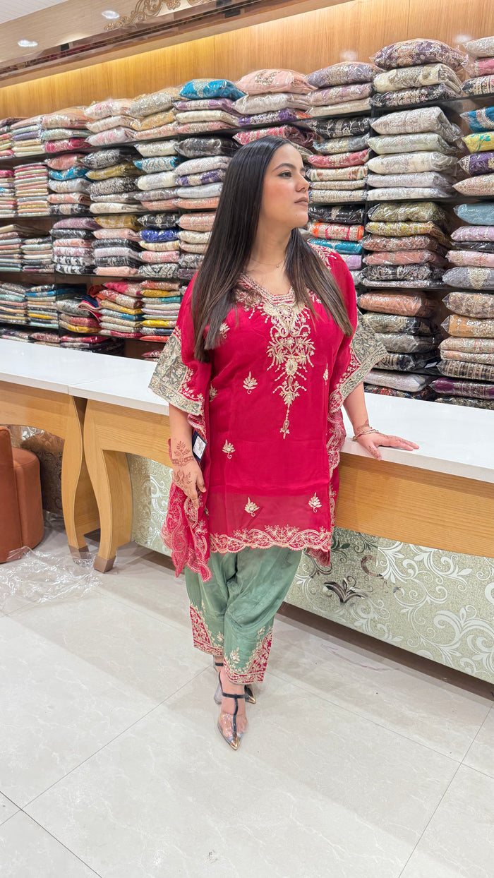 Organza Dori Work Indo Western Set – Elegant Festive Wear (Upto Size 44)