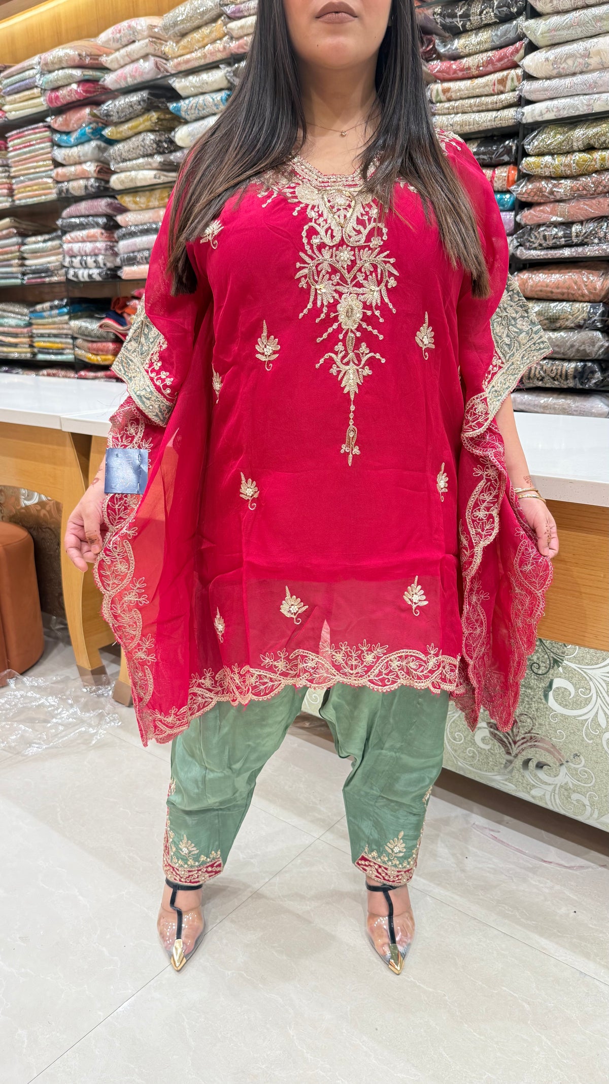 Organza Dori Work Indo Western Set – Elegant Festive Wear (Upto Size 44)