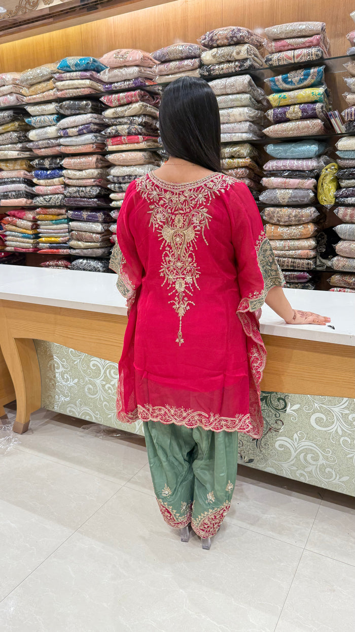 Organza Dori Work Indo Western Set – Elegant Festive Wear (Upto Size 44)