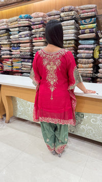 Organza Dori Work Indo Western Set – Elegant Festive Wear (Upto Size 44)