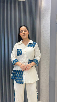 Linen Ajrak Print Co-ord Set with Patchwork