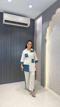 Linen Ajrak Print Co-ord Set with Patchwork