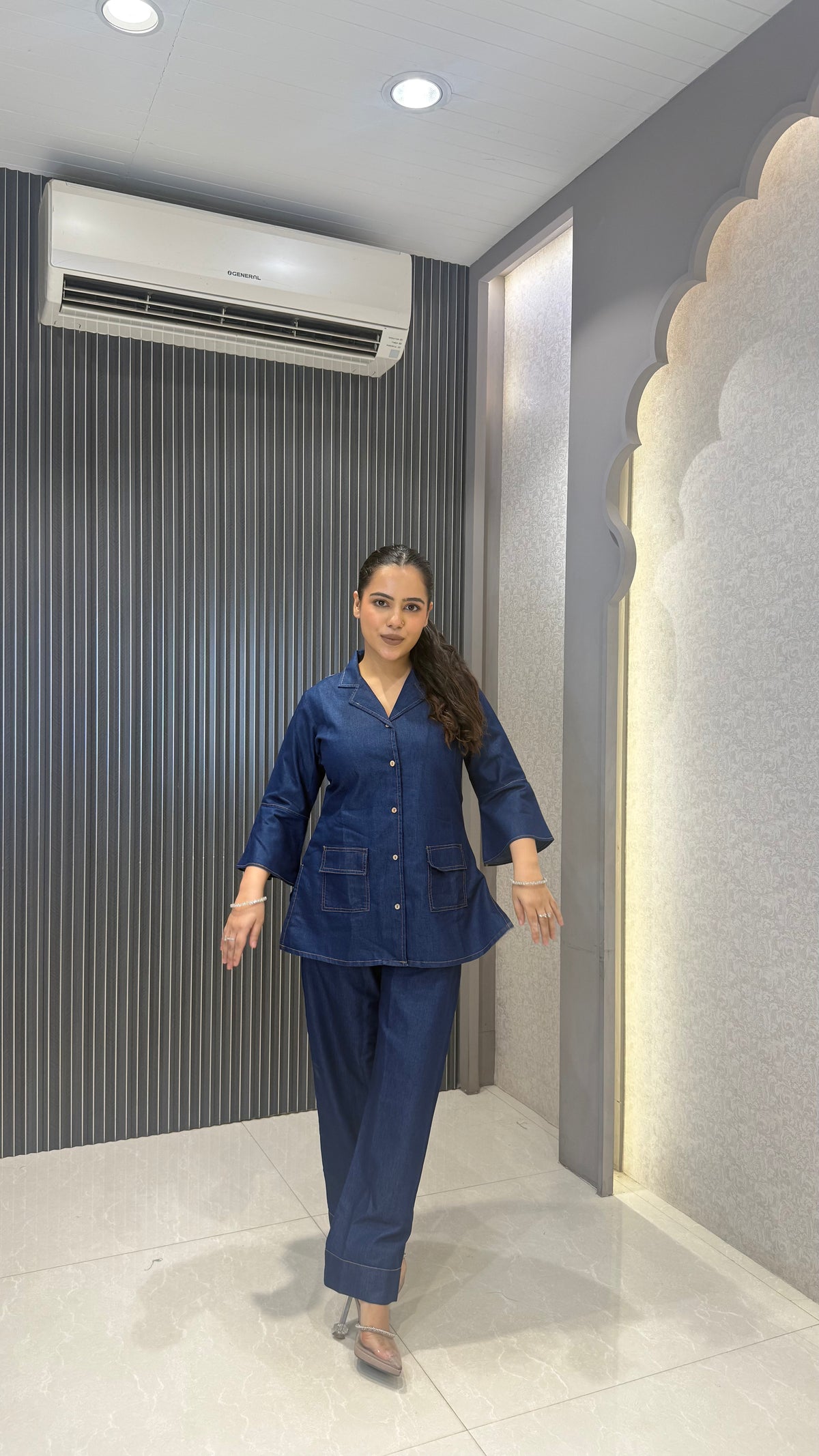 Women Denim Cotton Co-ord Set | Casual Everyday Coord Outfit
