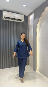 Women Denim Cotton Co-ord Set | Casual Everyday Coord Outfit