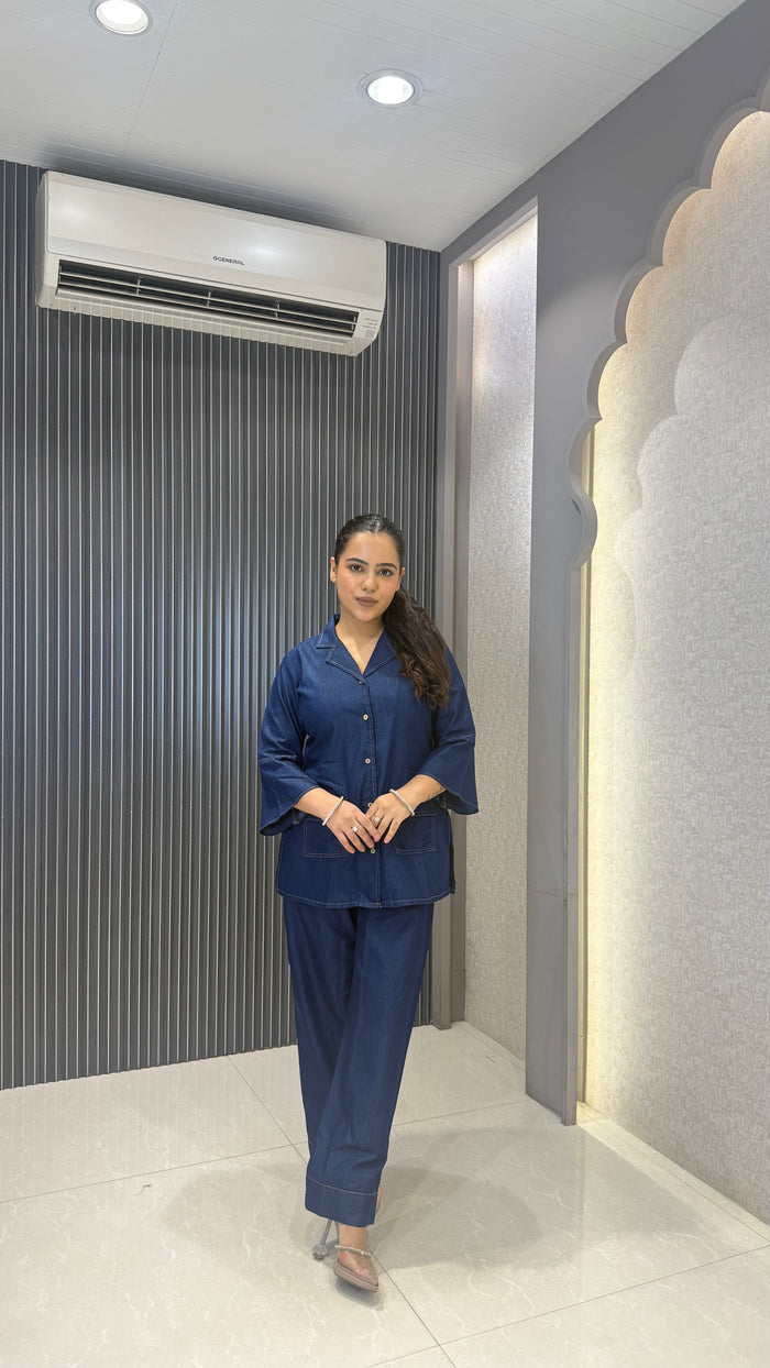 Women Denim Cotton Co-ord Set | Casual Everyday Coord Outfit