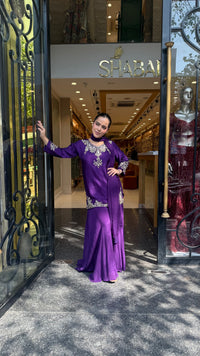 Gajji Silk Shirt & Chinon Suit Set with Dabka, Sequin & Pearl Work