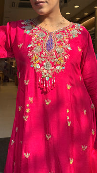 Gajji Silk A-Line Suit with Dabka Dori Work & Parsi Thread Embroidery