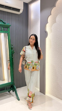 Brush Print Co-ord Set with Pearl Highlighting