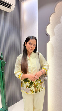 Cotton Co-ord Set with Brush Print