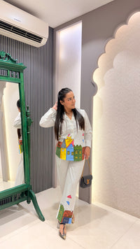 Cotton Co-ord Set with Brush Print