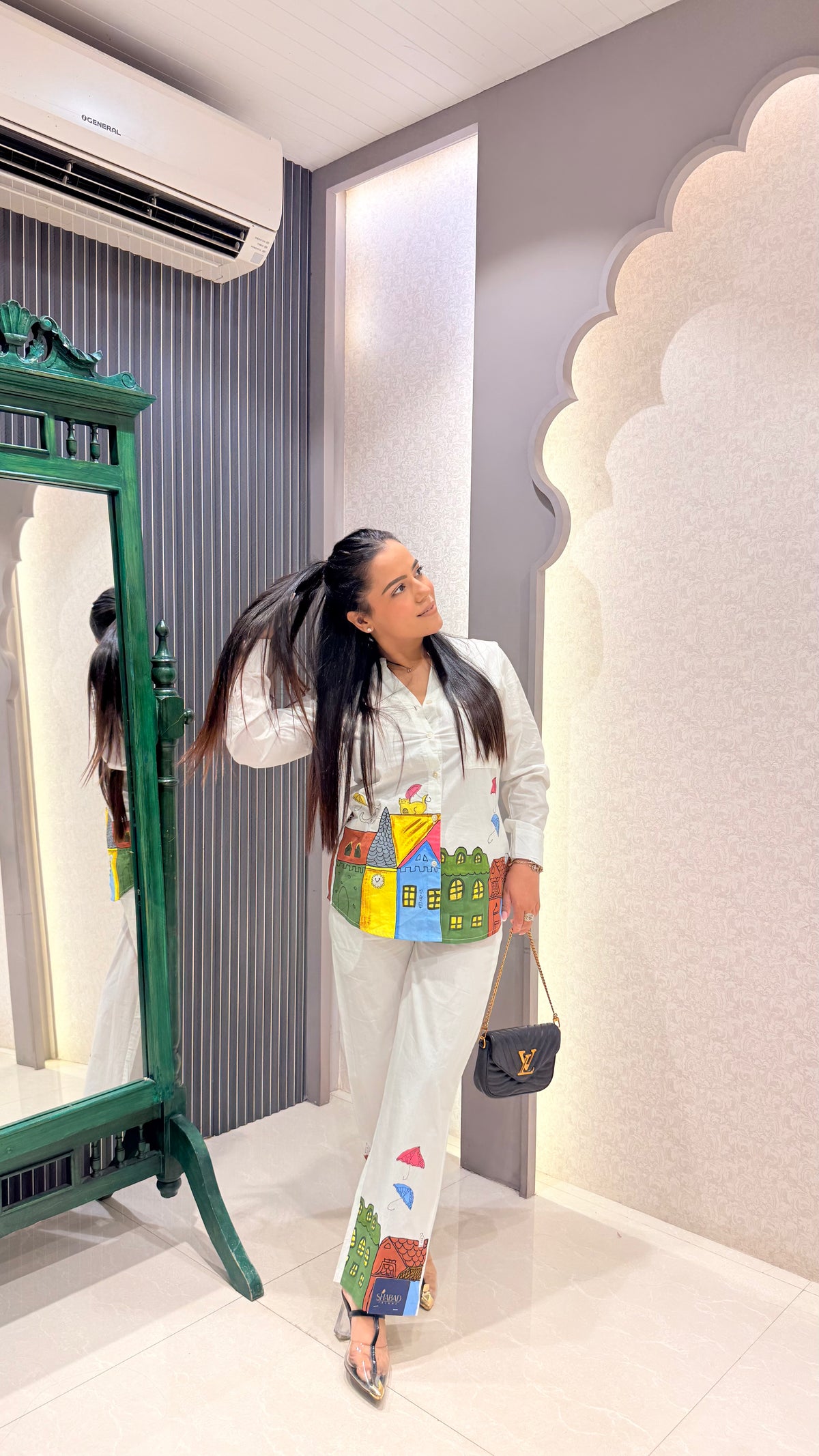 Cotton Co-ord Set with Brush Print