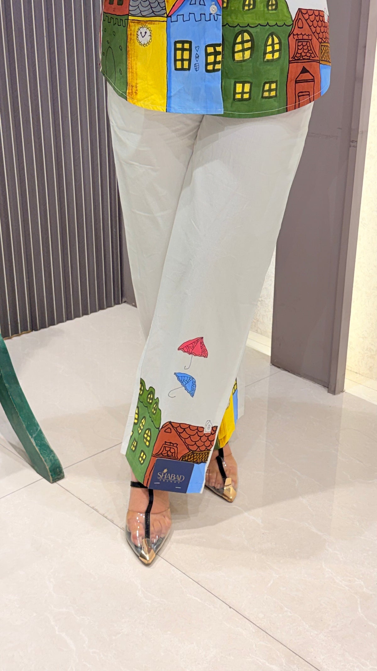 Cotton Co-ord Set with Brush Print