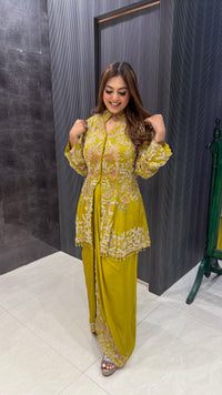 Handcrafted Indo-Western Skirt & Jacket Set – Elegant Handwork