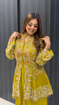 Handcrafted Indo-Western Skirt & Jacket Set – Elegant Handwork