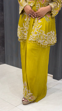 Handcrafted Indo-Western Skirt & Jacket Set – Elegant Handwork