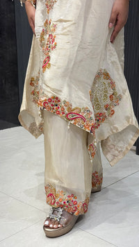 Phulkari Handwork Coord Set in Shimmer Silk – Elegant Ethnic Fusion