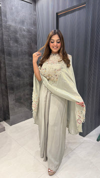 Shimmer Handwork Cape with Skirt