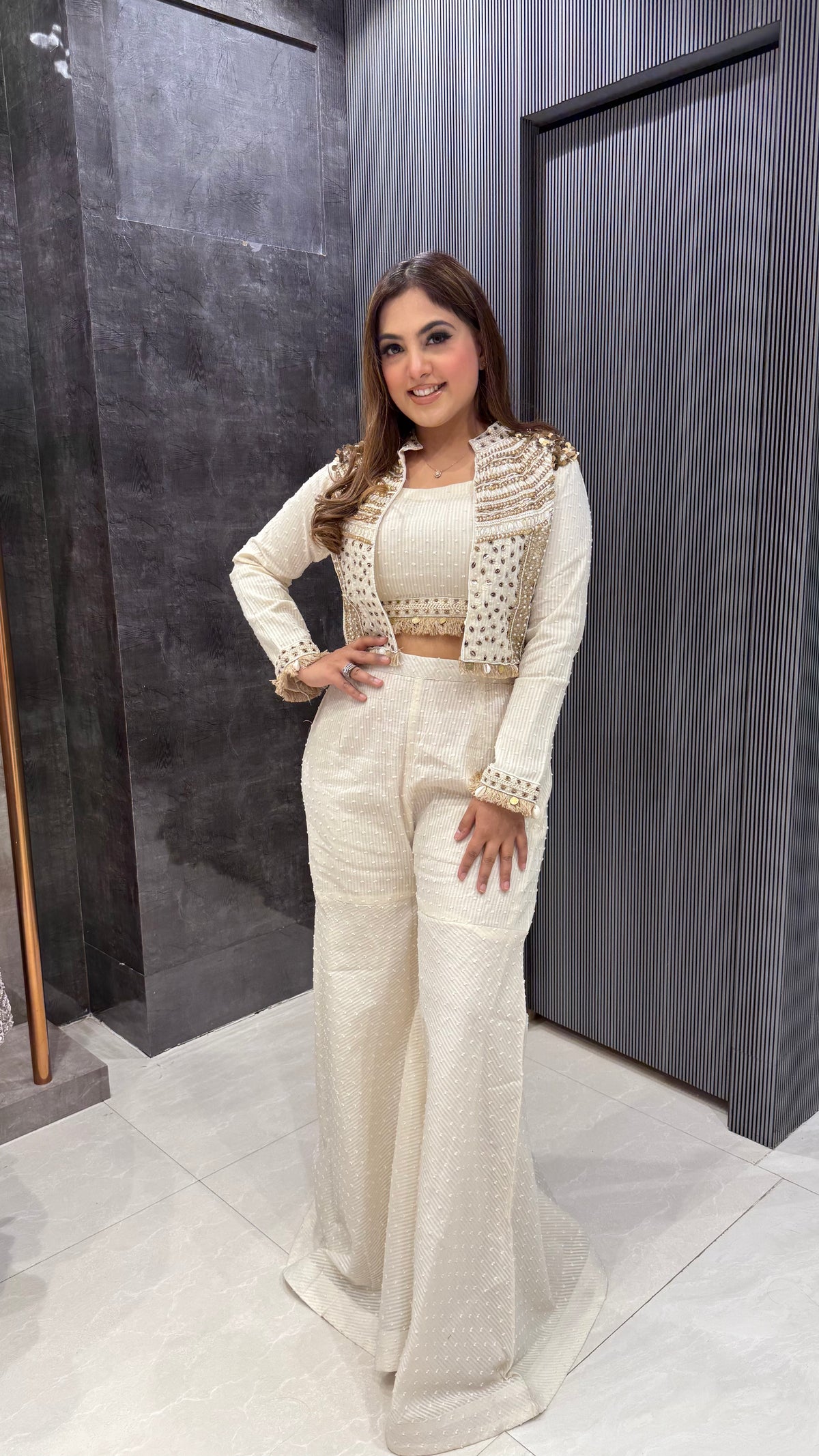 Pearl & Cutdana Handwork Jacket – Luxe Indowestern Statement Piece