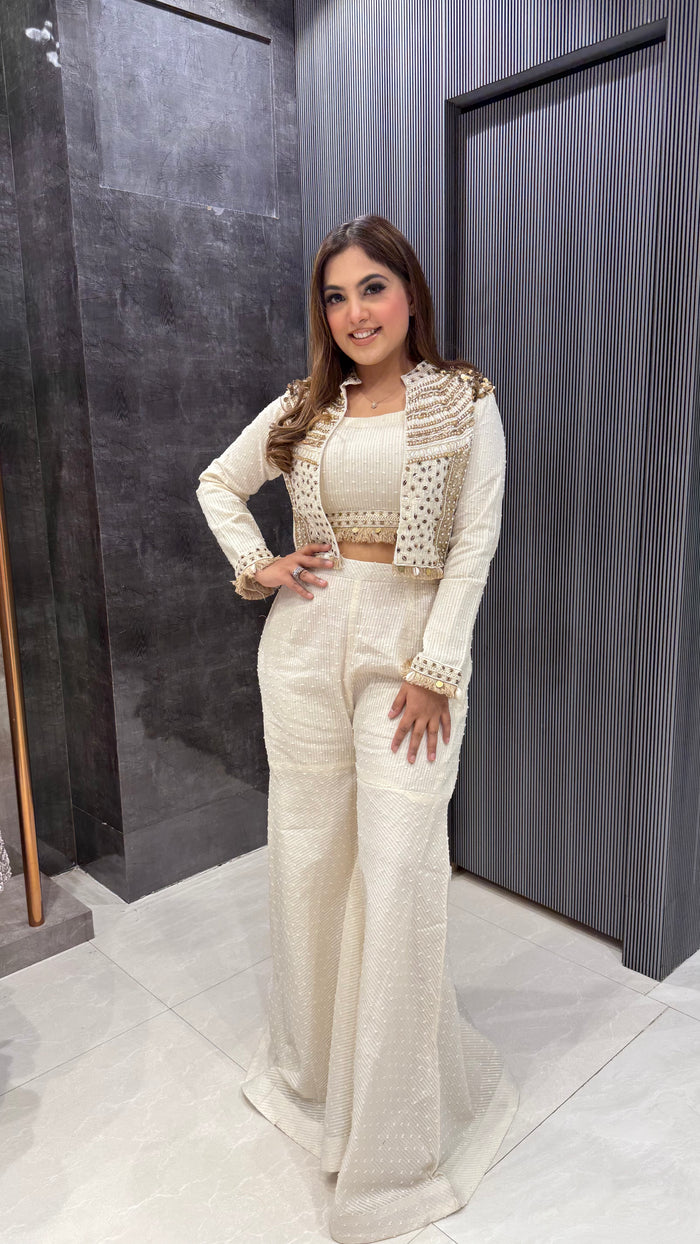 Pearl & Cutdana Handwork Jacket – Luxe Indowestern Statement Piece